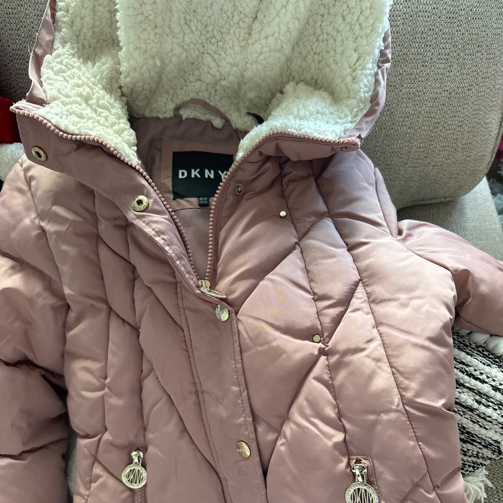 DKNY girls winter coat with hood like new